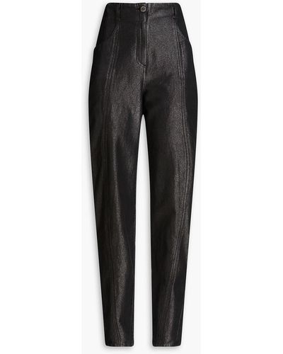 Alberta Ferretti Hoch sitzende karottenjeans mit metallic-effekt - Schwarz