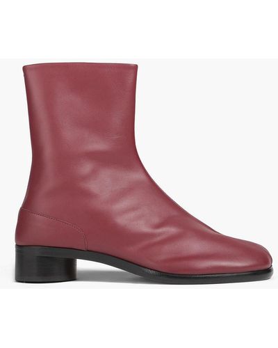 Maison Margiela Tabi Split-toe Leather Boots - Red