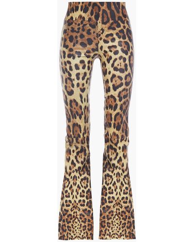 SPRWMN Leopard-print Stretch-leather Flared Trousers - Multicolour