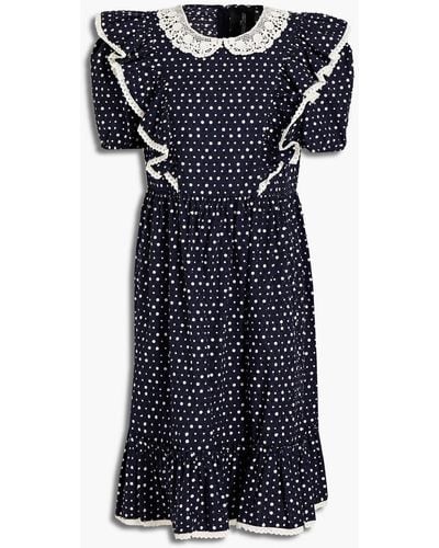 Marc Jacobs Gerafftes kleid aus einer baumwollmischung mit polka-dots und eingewebten punkten - Blau