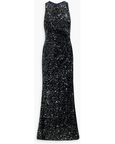 Badgley Mischka Sequined Velvet Gown - Black