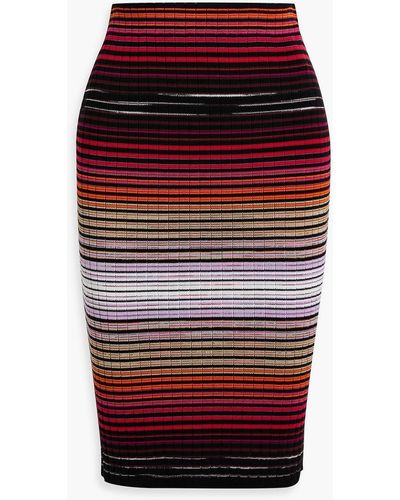 Missoni Striped Ribbed Cotton-blend Pencil Skirt - Red