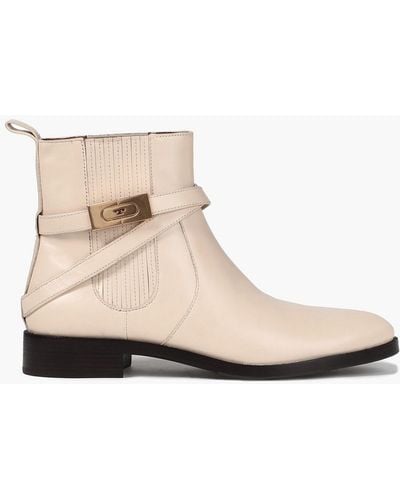 Tory Burch Leather Ankle Boots - Natural