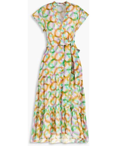 Sandro Athena Printed Linen And Silk-blend Midi Dress - Multicolor