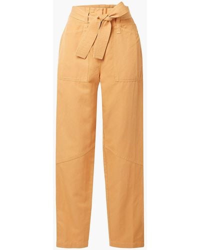 A.L.C. Belted Cotton, Linen And -blend Twill Straight-leg Pants - Multicolour