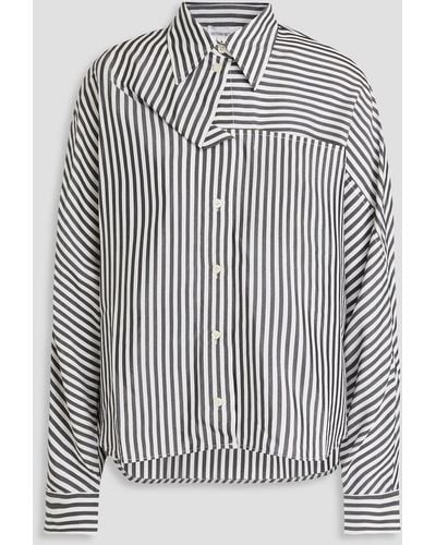 Victoria Beckham Striped Poplin Shirt - Grey