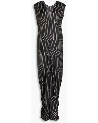 Rick Owens Striped Cupro Maxi Dress - Black