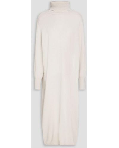 arch4 Lily Brushed Cashmere Midi Turtleneck Dress - White