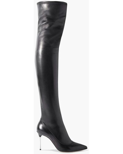 Sergio Rossi Godiva Steel Stretch-leather Over-the-knee Boots - Black