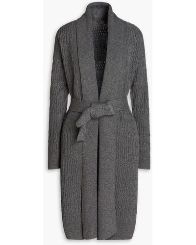 N.Peal Cashmere Cable-knit Cashmere Cardigan - Grey