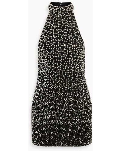 retroféte Olivia neckholder-minikleid aus tüll mit verzierung - Schwarz