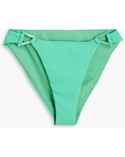 Jonathan Simkhai Francesca Ribbed Stretch-cloqué Low-rise Bikini Briefs - Green