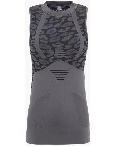 adidas By Stella McCartney Tanktop aus stretch-jacquard mit leopardenprint und mesh-einsätzen - Grau