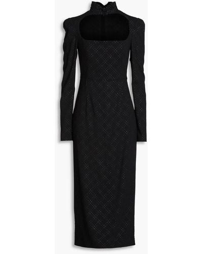 Philosophy Di Lorenzo Serafini Cutout Glittered Checked Crepe Midi Dress - Black