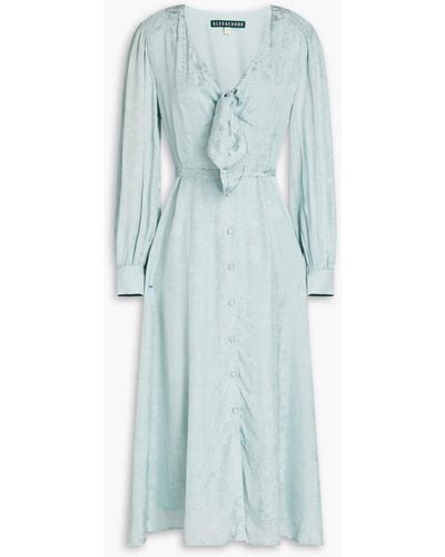 ALEXACHUNG Shirred Jacquard Midi Dress - Blue