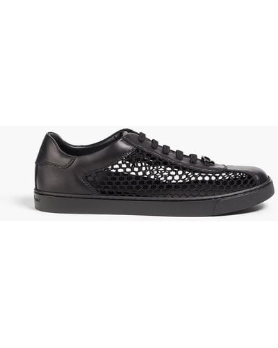 Gianvito Rossi Helena Mesh And Leather Trainers - Black