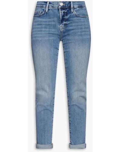 FRAME Le garcon cropped boyfriend-jeans mit schmaler passform - Blau