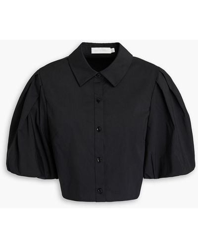 Jonathan Simkhai Antonia Cropped Cotton-blend Poplin Shirt - Black