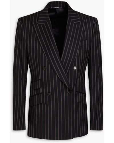 Dolce & Gabbana Double-breasted Wool And Cotton-blend Twill Blazer - Black
