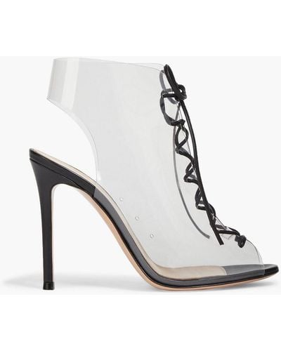 Gianvito Rossi Helmut Lace-up Pvc And Leather Ankle Boots - White