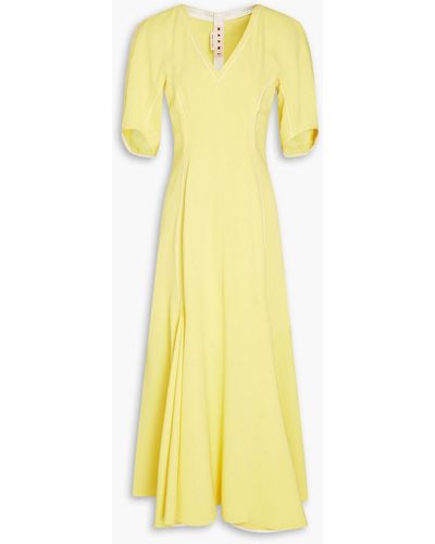 Marni Pleated Stretch-crepe Midi Dress - Yellow