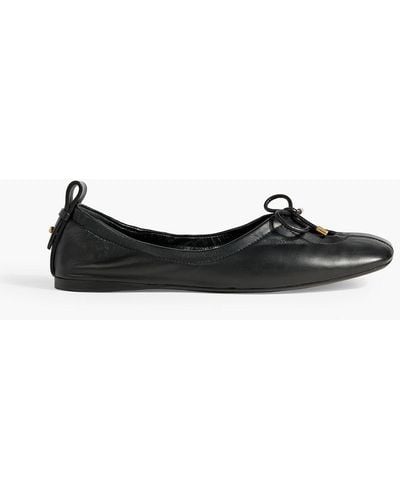 FRAME Cutout Bow-detailed Leather Ballet Flats - Black