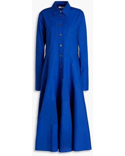 Co. Flared Tton-poplin Midi Shirt Dress - Blue