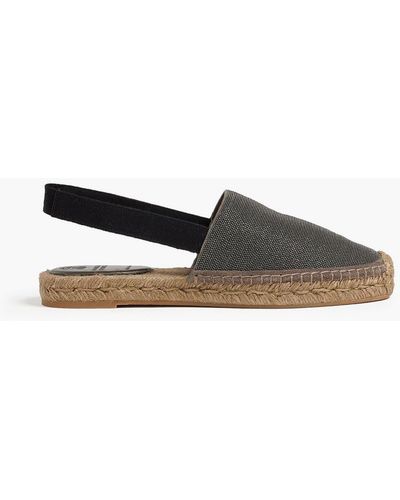 Brunello Cucinelli Bead-embellished Suede Slingback Espadrilles - Black