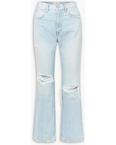 SLVRLAKE Denim London Cropped Distressed High-rise Straight-leg Jeans - Blue