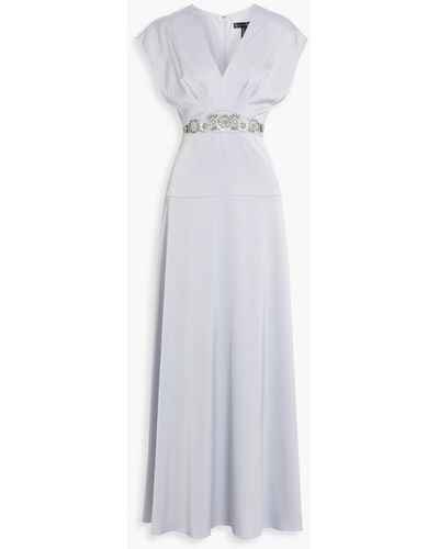 Aidan Mattox Embellished Satin Gown - White