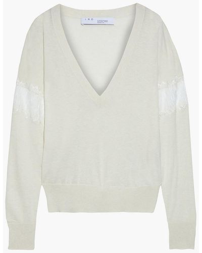 IRO Sorgues Lace-trimmed Cotton And Silk-blend Sweater - White