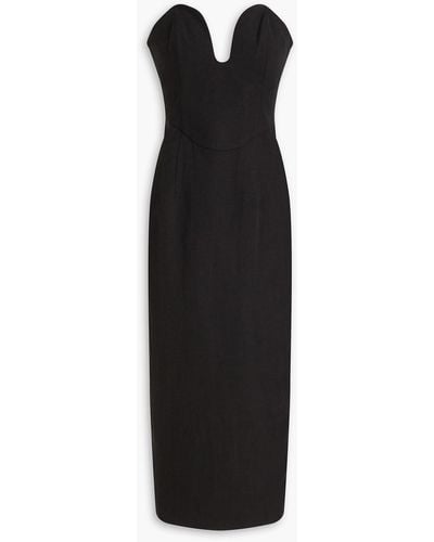 Mara Hoffman Isla Strapless Tmand Linen-blend Midi Dress - Black