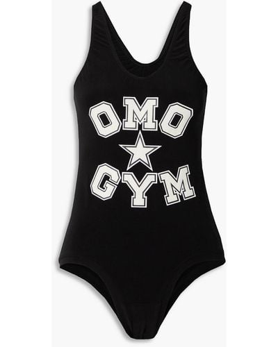 Norma Kamali Omo Printed Stretch-jersey Bodysuit - Black
