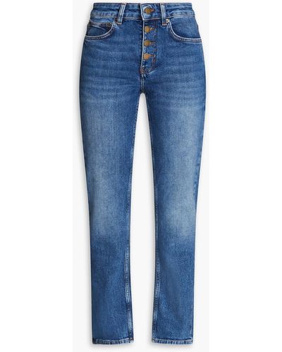 Maje Cropped High-rise Bootcut Jeans - Blue