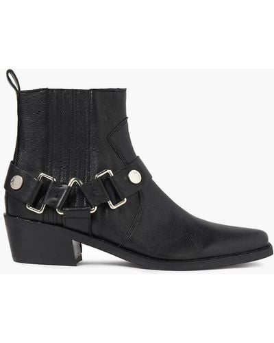 DKNY Mina Textured-leather Ankle Boots - Black