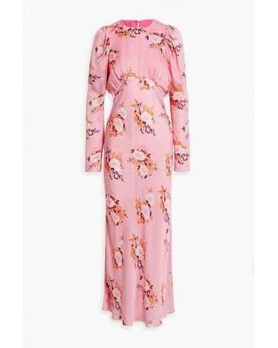 Les Rêveries Pleated Floral-print Silk Crepe De Chine Maxi Dress - Pink