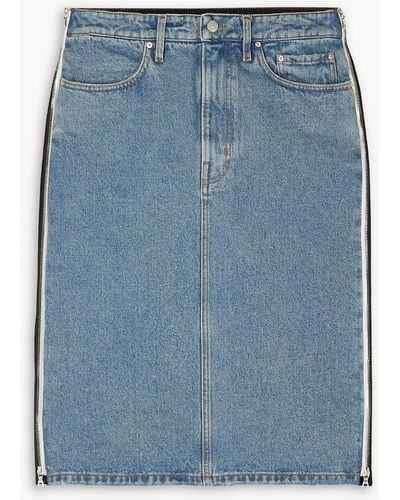 Gauchère Zip-detailed Two-tone Denim Midi Skirt - Blue