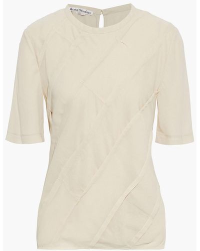 Acne Studios Pintucked Gauze, Crepe And Georgette Top - White