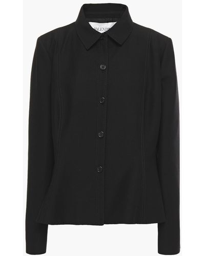 Valentino Jacke aus crêpe aus einer woll-seidenmischung mit schößchen - Schwarz