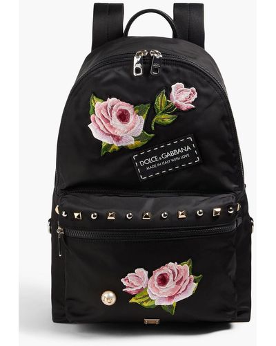 Dolce & Gabbana Leather-trimmed Appliquéd Shell Backpack - Black