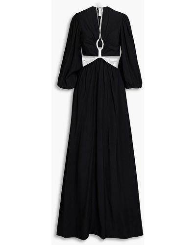 Jonathan Simkhai Tierneigh Cutout Gathered Slub Woven Maxi Dress - Black
