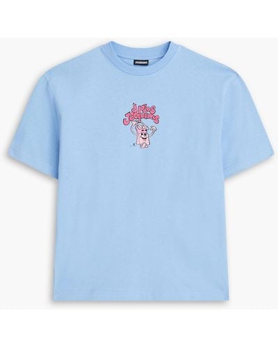 Jacquemus Logo-print Cotton-jersey T-shirt - Blue