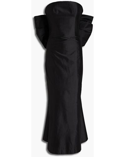 Rasario Bow-embellished Strapless Silk-shantung Midi Dress - Black