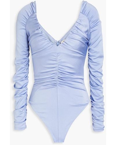 Et Ochs Cora Ruched Satin-jersey Bodysuit - Blue