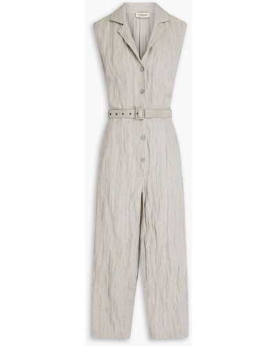 Gentry Portofino Cropped Crinkled Cotton-blend Twill Jumpsuit - White