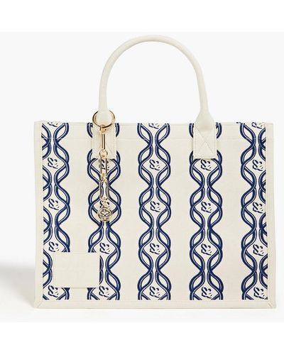 Sandro Embroidered Canvas Tote - Blue