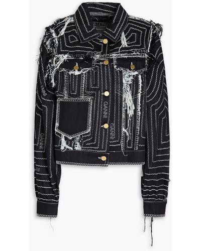 Ganni Embroidered Denim Jacket - Black