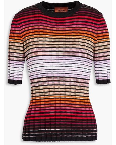 Missoni Striped Ribbed-knit Top - Red