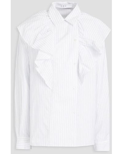 IRO Cardon Ruffled Striped Cotton-poplin Shirt - White
