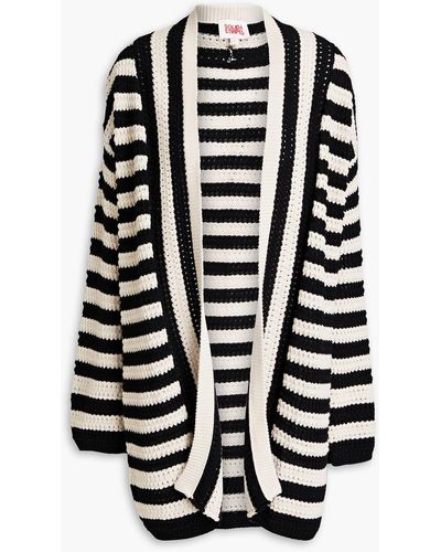 Solid & Striped Striped Open-knit Cotton Cardigan - Black